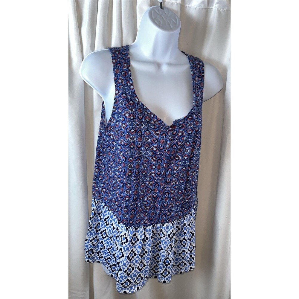 Vintage America Women’s Missy Sleeveless Tunic Top Size M Pleated Front